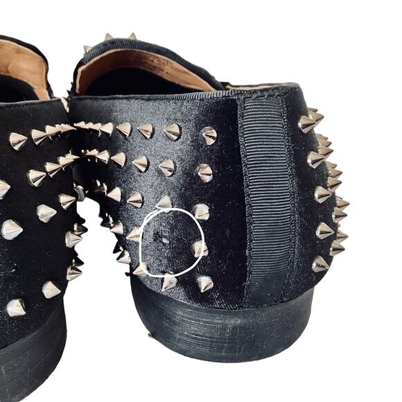 Moretti Black Silver Spike Studded Loafers - Picture 8 of 10